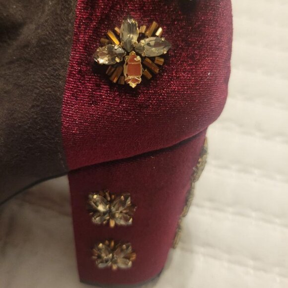 Anthropologie Farylrobin Suede Velvet Fawcett Booties Sz 8 - Picture 10 of 11